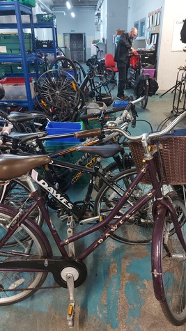 Bikes being refurbished at CGX Cycle Works by local staff and volunteers Bikes being refurbished at CGX Cycle Works by local staff and volunteers